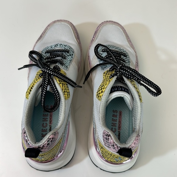 Skechers Rovina Jungle Vibes White Faux Leather Chunky Dad Sneakers Size 7 - Picture 8 of 15